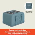 bella 4 Slice Toaster, 6 Setting Shade Control with Reheat & Cancel Buttons, Removable Crumb Tray, Anti Jam & Auto Shutoff, 900 Watt, Surf