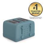 bella 4 Slice Toaster, 6 Setting Shade Control with Reheat & Cancel Buttons, Removable Crumb Tray, Anti Jam & Auto Shutoff, 900 Watt, Surf