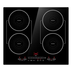 BIGoods 24 Inch Induction Cooktop 4 Burners, Flat Glass Top Electric Stove Hob with Bridge-SYNC, 3 Preset Modes Booster, Timer, Pause, Child Lock, Drop in, 208~240V/40A, Black