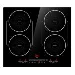 BIGoods 24 Inch Induction Cooktop 4 Burners, Flat Glass Top Electric Stove Hob with Bridge-SYNC, 3 Preset Modes Booster, Timer, Pause, Child Lock, Drop in, 208~240V/40A, Black
