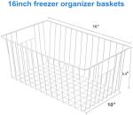 Nprohuge 16" Upright Freezer Organizer Baskets, Wire Storage Bins Large Bakset for Freezer, Pantry, Kitchen, Bathroom Organizing, White, Set of 6