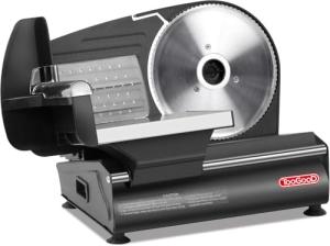 TOOGOOD 7.5" Electric Meat Slicer, with Stainless Steel Blade, Adjustable Thickness Food Slicer Machine for Home Use, Cuts Meat, Ham, Hard Cheese and Deli (Black)