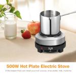 500 Watt Hot Plate, Portable 500W Electric Hot Plate, Electric Camping Stove Low Watt, Single Burner, for Milk Water Coffee Heating (US Plug）