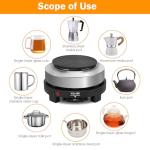 500 Watt Hot Plate, Portable 500W Electric Hot Plate, Electric Camping Stove Low Watt, Single Burner, for Milk Water Coffee Heating (US Plug）