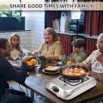 Single Burner Propane Stove 15000 BTU, Portable Gas Single Propane Burner, 1 Burner Camping Stove with LPG Adapter Hose for Indoor and Outdoor Cooking, Unique Body Integrated Design