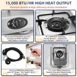 Single Burner Propane Stove 15000 BTU, Portable Gas Single Propane Burner, 1 Burner Camping Stove with LPG Adapter Hose for Indoor and Outdoor Cooking, Unique Body Integrated Design