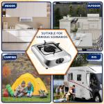 Single Burner Propane Stove 15000 BTU, Portable Gas Single Propane Burner, 1 Burner Camping Stove with LPG Adapter Hose for Indoor and Outdoor Cooking, Unique Body Integrated Design