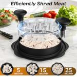 Ukeetap 10" Pro Chicken Shredder Tool Twist Large for Kitchen, BPA-Free Food-Safe Meat Grinder, Visible Chicken Breast Meat Shredder with Strong Anti-Slip Bottom & Ergonomic Handle, Black
