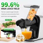 COZII Cold Press Juicer Extractor, Slow Masticating Juicer Soft/hard Mode, 3.6" Large Feed Chute For Vegetable and Fruit, Easy to Clean, Quiet Motor, High Juice Yield, Dishwasher Safe