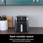 Ninja | Air Fryer | 6.5 QT Pro XL Capacity fits 9lbs of Wings | 6-in-1 Max Crisp, Air Fry, Roast, Bake, Reheat & Dehydrate | Nonstick Basket, Crisper Plate & Recipe Guide | Grey | AF181