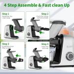 COZII Cold Press Juicer Extractor, Slow Masticating Juicer Soft/hard Mode, 3.6" Large Feed Chute For Vegetable and Fruit, Easy to Clean, Quiet Motor, High Juice Yield, Dishwasher Safe