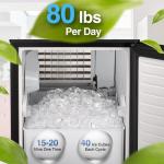 Kismile Commercial Built-in Ice Maker Machine,80Lbs/Day,Reversible Door,Undercounter Ice Cube Maker with 24H Timer,Self-Cleaning Function for Home/Office(Silver)