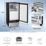 Kismile Commercial Built-in Ice Maker Machine,80Lbs/Day,Reversible Door,Undercounter Ice Cube Maker with 24H Timer,Self-Cleaning Function for Home/Office(Silver)