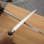 Professional Carbon Steel Black Knife Sharpening Steel, Black 12 Inch