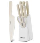 Elitequo 8 Piece Kitchen Knife Block Set with Sharpener,Dishwasher Safe,German Stainless Steel with Ergonomic Handle Anti-slip Handle