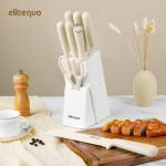 Elitequo 8 Piece Kitchen Knife Block Set with Sharpener,Dishwasher Safe,German Stainless Steel with Ergonomic Handle Anti-slip Handle