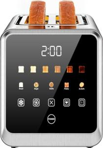 Touch Screen Toaster 2-Slice with 1.5" Wide Slots & Memory Recall | 900W Stainless Steel Smart Digital Toasters | 6 Shade Settings for Bagels & Thick Bread