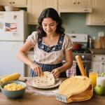 Wooden Tortilla Press - 10 Inch Bamboo Tortilla Maker with 50 Parchment Paper & Dough Cutter, Homemade Mexican Prensa Para Tortillas Dough Press for Burritos, Taco, Roti