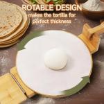 Wooden Tortilla Press - 10 Inch Bamboo Tortilla Maker with 50 Parchment Paper & Dough Cutter, Homemade Mexican Prensa Para Tortillas Dough Press for Burritos, Taco, Roti