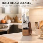 KnifeSaga Knife Set, Premium 15 Piece Japanese High Carbon Stainless Steel Knives Set for Kitchen with Block and Sharpener, Razor Sharp Kitchen Knife Block Sets with Ergonomic Full-tang Handle, White