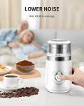 SHARDOR Electric Super Silent Blade Coffee Grinder, Timed Grind Control Rotary Knob, Adjustable Coarse to Fine for Coffee Beans, Spices & Herbs, with 1 Removable Stainless Steel Bowl, White