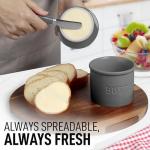 Zulay Kitchen Porcelain Butter Crock With Lid & Knife - Authentic French Butter Dish For Fresh & Spreadable Butter - Gray