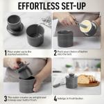 Zulay Kitchen Porcelain Butter Crock With Lid & Knife - Authentic French Butter Dish For Fresh & Spreadable Butter - Gray