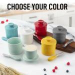 Zulay Kitchen Porcelain Butter Crock With Lid & Knife - Authentic French Butter Dish For Fresh & Spreadable Butter - Gray