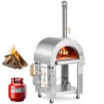 VEVOR Dual Fuel Giant Pizza Oven Outdoor, 26" Artisan Large Pizza Ovens, Pellet & Propane Gas Kiln Pizza Maker with Wheels, Pizza Stone, Multi Fuel Cooker for Camping & Backyard