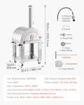 VEVOR Dual Fuel Giant Pizza Oven Outdoor, 26" Artisan Large Pizza Ovens, Pellet & Propane Gas Kiln Pizza Maker with Wheels, Pizza Stone, Multi Fuel Cooker for Camping & Backyard