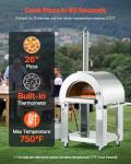 VEVOR Dual Fuel Giant Pizza Oven Outdoor, 26" Artisan Large Pizza Ovens, Pellet & Propane Gas Kiln Pizza Maker with Wheels, Pizza Stone, Multi Fuel Cooker for Camping & Backyard