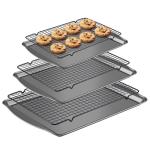 Hunnycook Baking Sheet with Rack Set - 3 Baking Sheets + 3 Cooling Racks, Carbon Steel Cookie Sheets & Cooling Racks in Multiple Sizes, Thickened & Warp-Resistant, Dishwasher Safe