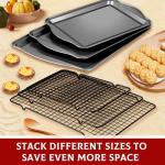 Hunnycook Baking Sheet with Rack Set - 3 Baking Sheets + 3 Cooling Racks, Carbon Steel Cookie Sheets & Cooling Racks in Multiple Sizes, Thickened & Warp-Resistant, Dishwasher Safe