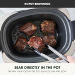 GreenPan Elite 14-in-1 Nonstick 6QT Electric Slow Cooker, PFAS-Free Ceramic Multi-Cooker, In-Pot Browning, Dishwasher Safe Lid & Removable Crock, Stainless Steel Steamer, Silicone Handles, Black