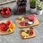 Bamboo Cutting Board Set of 3 - Reversible Wooden Cutting Boards for Kitchen, Chopping Meat, Cheese, Vegetables, Bread, Charcuterie, Serving Tray - 13"x9.5", 11"x8.5", 8"x6" Boards
