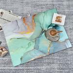 Teal Marble Golden Swirls Pattern Dish Drying Mats For Kitchen Counter Microfiber Absorbent dish Mat Xl Reversible Drying Mats For Countertop 18 Inch X 24 Inch