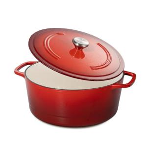 Chef Power Dutch Oven Pot with Lid 6QT, Enameled Cast Iron Dutch Oven for Bread Baking, Braising, Stews, Roasting, Oven Safe Dutch Ovens, Gradient Red