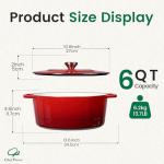 Chef Power Dutch Oven Pot with Lid 6QT, Enameled Cast Iron Dutch Oven for Bread Baking, Braising, Stews, Roasting, Oven Safe Dutch Ovens, Gradient Red