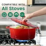 Chef Power Dutch Oven Pot with Lid 6QT, Enameled Cast Iron Dutch Oven for Bread Baking, Braising, Stews, Roasting, Oven Safe Dutch Ovens, Gradient Red