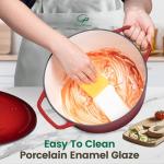 Chef Power Dutch Oven Pot with Lid 6QT, Enameled Cast Iron Dutch Oven for Bread Baking, Braising, Stews, Roasting, Oven Safe Dutch Ovens, Gradient Red