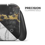 Design Skinz - Compatible with Nintendo Switch Console Bundle - Skin Decal Protective Scratch-Resistant Removable Vinyl Wrap Cover - White-Black Marble & Digital Gold Foil V1