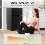 Antarctic Star Compact Refrigerator with Freezer,2 Door Mini Fridge,Adjustable Shelf,Small Fridge for Bedroom Office Dorm Kitchen,3.2 Cu.Ft.BLACK