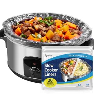 Syntus Crock Pot Liners, 20 Count 13" x 21" Large Size Slow Cooker Liners Fits 3-8 Quart Pots, Disposable Cooking Bags Suitable for Oval & Round & Retangular Crock Pot