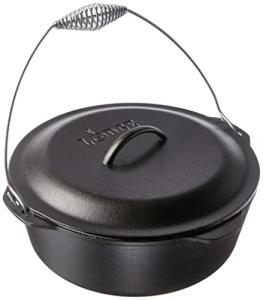 Lodge 9 Quart Pre-Seasoned Cast Iron Dutch Oven with Lid - Wire Bail Handle for Easy Transfer from Cooking Surface to Table - Use in the Oven, on the Stove, on the Grill or over the Campfire - Black