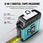 MiLESEEY DT20 Digital Laser Tape Measure,130FT Laser Measuring Tool,16FT Easy Read Digital Measuring Tape Retractable with Fractions,Rechargeable Measurement Tool for Distance/Area/Volume/Pythagorean