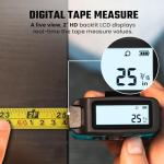 MiLESEEY DT20 Digital Laser Tape Measure,130FT Laser Measuring Tool,16FT Easy Read Digital Measuring Tape Retractable with Fractions,Rechargeable Measurement Tool for Distance/Area/Volume/Pythagorean