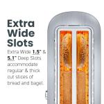 Elite Gourmet ECT4123 Long Slot 4 Slice Toaster, Extra Wide 1.5" and 5.1" Deep Slots, Bagel, Defrost & Cancel Functions, 6 Toast Shade Settings, Fits Bagels, Waffles, Artisan Breads, Stainless Steel
