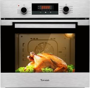 24 Inch Wall Oven, TOPWISH Electric Single Wall Ovens, 2.3 Cu.ft. Built-in Wall Oven with Convection, Touch Control, 9 Cooking Functions, Timer, Stainless Steel Ovens for Kitchen