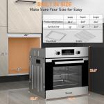 24 Inch Wall Oven, TOPWISH Electric Single Wall Ovens, 2.3 Cu.ft. Built-in Wall Oven with Convection, Touch Control, 9 Cooking Functions, Timer, Stainless Steel Ovens for Kitchen
