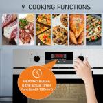 24 Inch Wall Oven, TOPWISH Electric Single Wall Ovens, 2.3 Cu.ft. Built-in Wall Oven with Convection, Touch Control, 9 Cooking Functions, Timer, Stainless Steel Ovens for Kitchen